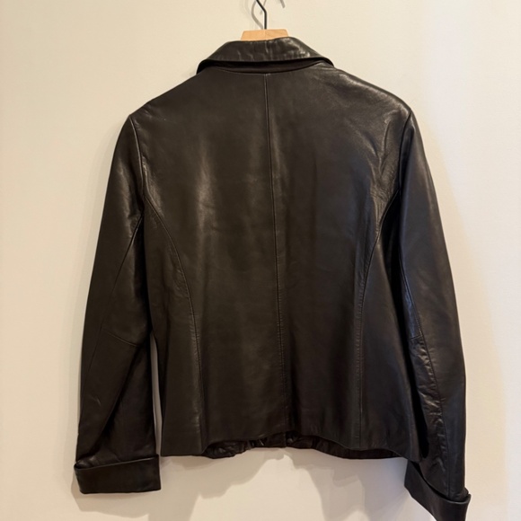 Ann Taylor Genuine Leather Jacket - black - size Large - Picture 5 of 11